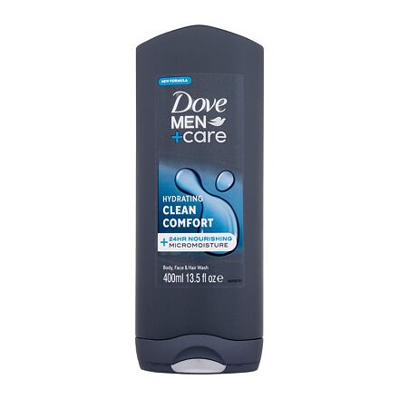 Dove Men + Care Hydrating Clean Comfort pánský hydratační sprchový gel na tělo, obličej a vlasy 400 ml pro muže