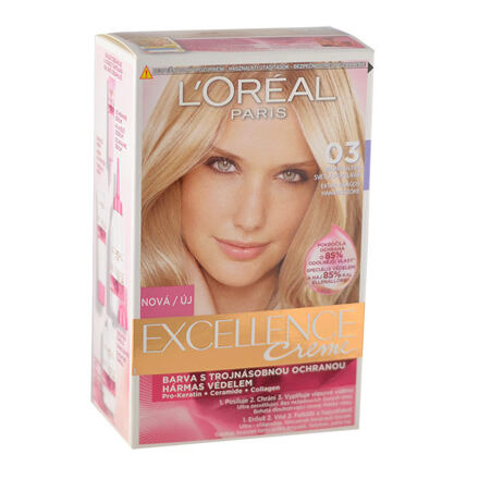 L'Oréal Paris Excellence Creme Triple Protection dámská barva na vlasy na barvené vlasy odstín blond pro ženy poškozená krabička