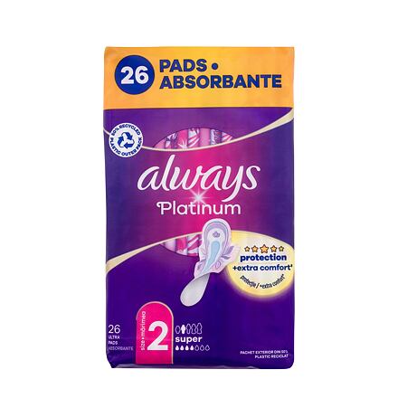 Always Platinum Super hygienické vložky s křidélky a jemnou vůní 26 ks pro ženy