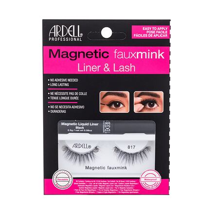 Ardell Magnetic Faux Mink 817 dámské odstín black dárková sada umělé řasy Magnetic Faux Mink 817 1 ks + magnetická tekutá gelová linka Magnetic Liquid Liner 2,5 g Black