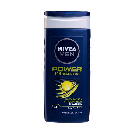 Nivea Men Power Fresh pánský osvěžující sprchový gel na tělo, obličej a vlasy 250 ml pro muže
