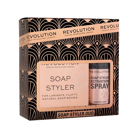 Makeup Revolution London Soap Styler+ Duo odstín transparentní dárková sada mýdlo na obočí Soap Styler 5 g + sprej na obočí Soap Styler Brow Activation Spray 50 ml