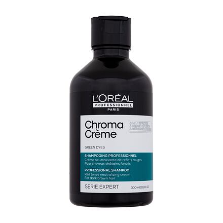 L'Oréal Professionnel Chroma Crème Professional Shampoo Green Dyes dámský šampon pro tmavě hnědé vlasy k neutralizaci červených tónů 300 ml pro ženy