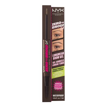NYX Professional Makeup Zero To Brow barevný gel na obočí 2 ml odstín hnědá