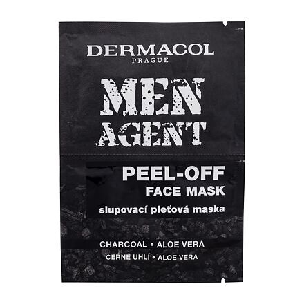Dermacol Men Agent Peel-Off Face Mask pánská slupovací pleťová maska s aktivním uhlím a aloe vera 2x7,5 ml pro muže