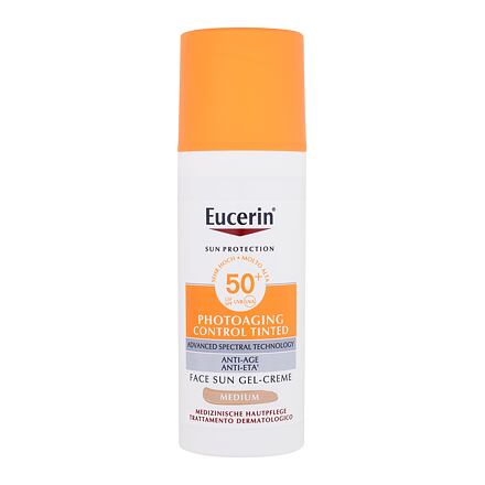 Eucerin Sun Protection Photoaging Control Tinted Gel-Cream SPF50+ dámský opalovací a tónující gelový krém proti vráskám 50 ml odstín medium pro ženy