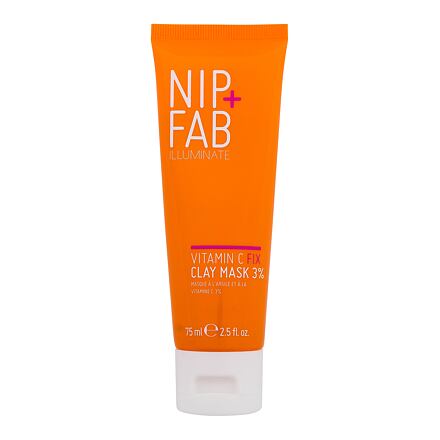 NIP+FAB Illuminate Vitamin C Fix Clay Mask 3% dámská čisticí a rozjasňující pleťová maska 75 ml pro ženy
