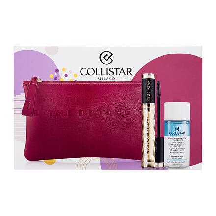 Collistar Volume Unico dámská odstín černá dárková sada řasenka Mascara Volume Unico 13 ml + dvoufázový odličovací přípravek Two Phase Make-up Removing Solution 35 ml + kosmetická taštička The Bridge 1 ks