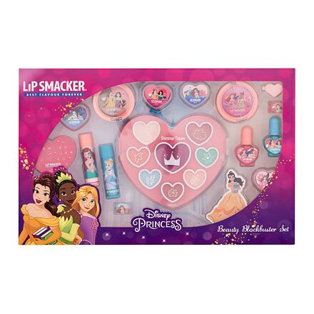 Lip Smacker Disney Princess Beauty Blockbuster Set dětský dárková sada balzám na rty 2 x 3,4 g + rozjasňující krém 4 x 1,2 g a 4 x 0,9 g + lesk na rty 4 x 2,1 g + lak na nehty 2 x 4,25 ml + paletka tvářenek 0,75 g + paletka tvářenky a rozjasňovače 0,75 g 