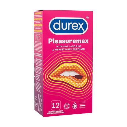 Durex Pleasuremax vroubkované kondomy s výstupky a silikonovým lubrikačním gelem 12 ks pro muže