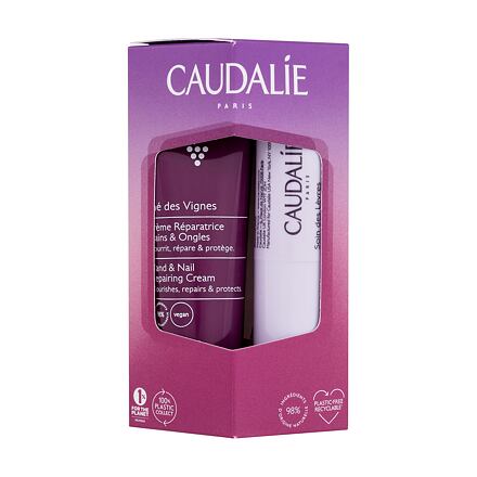 Caudalie Thé Des Vignes Hand & Lip Duo dámský dárková sada krém na ruce Thé Des Vignes Hand & Nail Repairing Cream 30 ml + balzám na rty Lip Conditioner 4,5 g pro ženy
