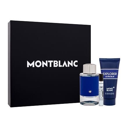 Montblanc Explorer Ultra Blue pánská dárková sada parfémovaná voda 100 ml + parfémovaná voda 7,5 ml + sprchový gel 100 ml pro muže