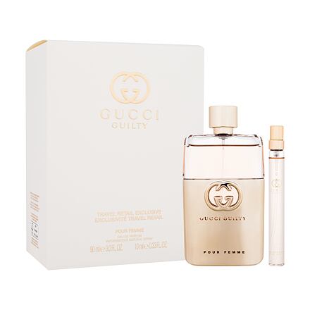Gucci Guilty dámská dárková sada parfémovaná voda 90 ml + parfémovaná voda 10 ml pro ženy poškozená krabička