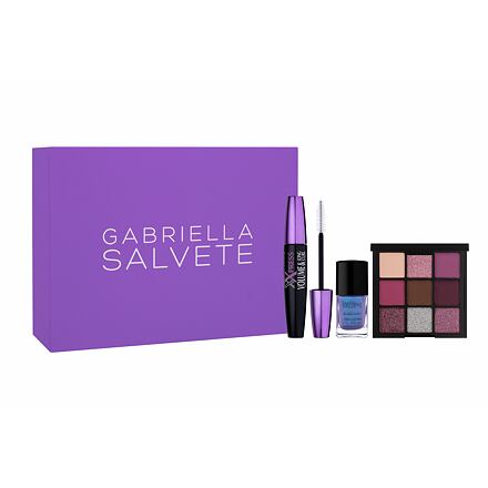 Gabriella Salvete Gift Box dámská odstín violet dárková sada řasenka xXpress Volume & Long Curl Mascara 11 ml Black + paletka očních stínů Diamante Eyeshadow Palette 9 g Violet + lak na nehty Longlasting Enamel 11 ml No. 16 Amethyst