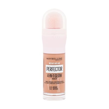 Maybelline Instant Anti-Age Perfector 4-In-1 Glow rozjasňující tekutý make-up s houbičkou 20 ml odstín 02 Medium