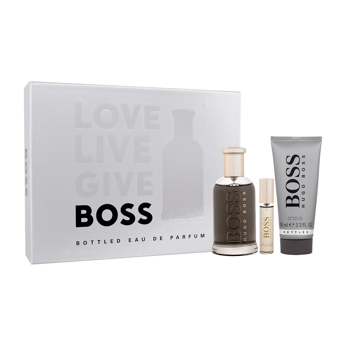 HUGO BOSS Boss Bottled pánská dárková sada parfémovaná voda 100 ml + parfémovaná voda 10 ml + sprchový gel 100 ml pro muže