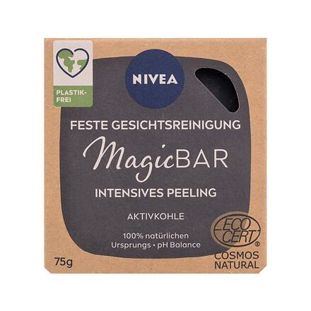 Nivea Magic Bar Exfoliating Active Charcoal dámské hloubkově čisticí a exfoliační pleťové mýdlo s aktivním uhlím 75 g pro ženy