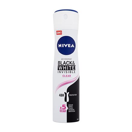 Nivea Black & White Invisible Clear 48h dámský antiperspirant nezanechávající stopy na oblečení 150 ml pro ženy