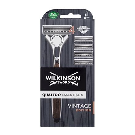 Wilkinson Sword Quattro Essential 4 Vintage Edition pánský sada: holicí strojek 1 ks + náhradní hlavice 4 ks pro muže