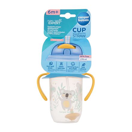 Canpol babies Exotic Animals Non-Spill Expert Cup With Weighted Straw Yellow nevylévací hrneček se slámkou a závažím 270 ml
