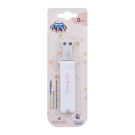 Canpol babies Royal Baby Soother Clip With Ribbon Little Princess stužka na dudlík s klipem