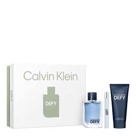 Calvin Klein Defy pánská dárková sada toaletní voda 100 ml + toaletní voda 10 ml + sprchový gel 100 ml pro muže