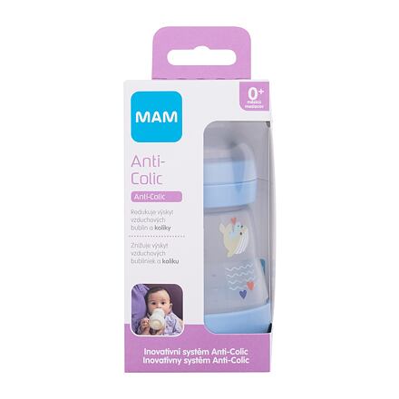 MAM Easy Start Anti-Colic 0m+ Blue kojenecká láhev pro novorozence na mateřské mléko a umělou výživu 160 ml