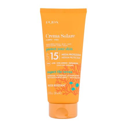 Pupa Sunscreen Cream SPF15 unisex voděodolný opalovací krém na tělo i obličej 200 ml