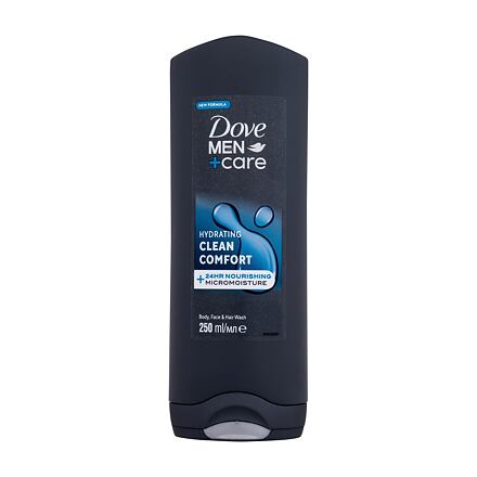 Dove Men + Care Hydrating Clean Comfort pánský hydratační sprchový gel na tělo, obličej a vlasy 250 ml pro muže