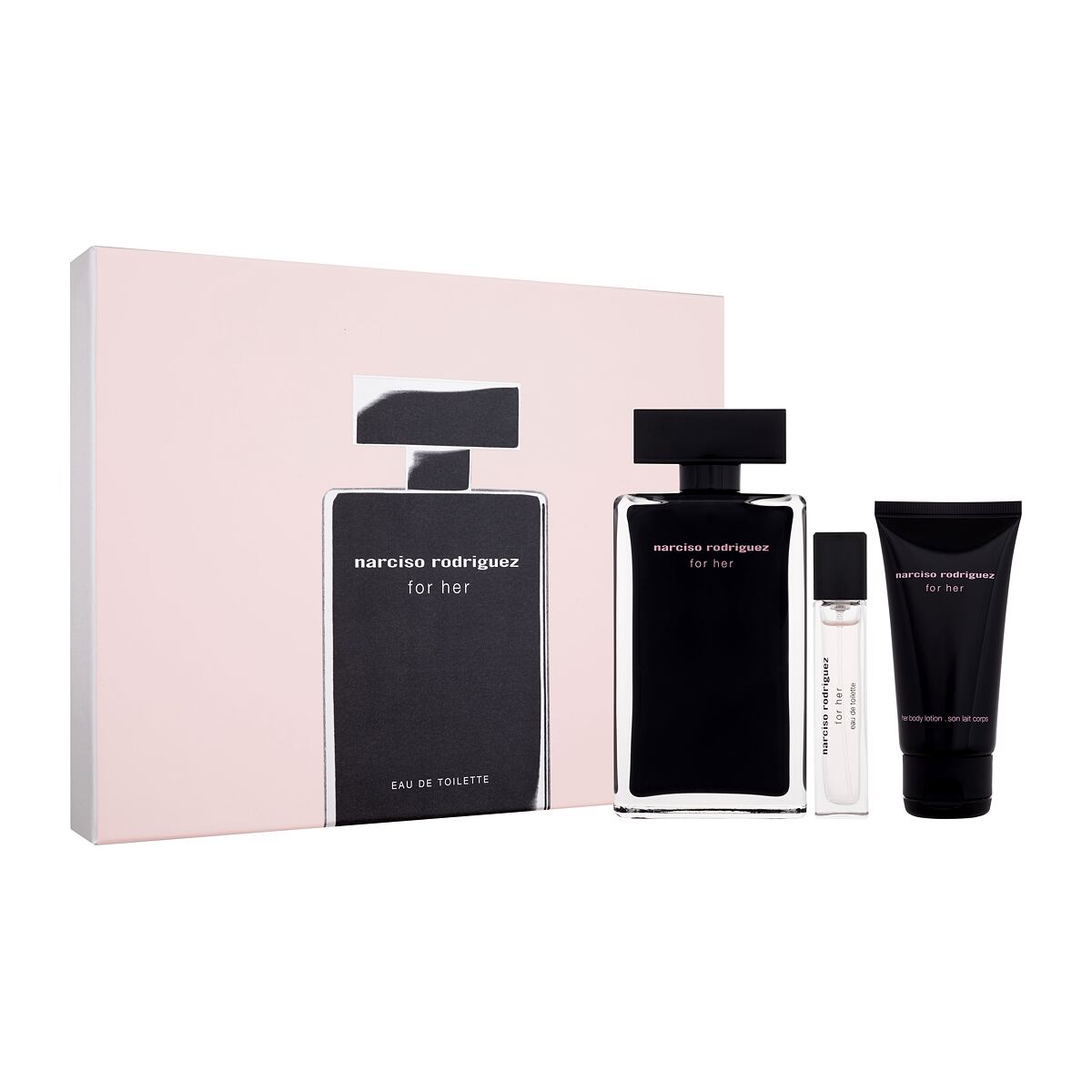 Narciso Rodriguez For Her dámská dárková sada toaletní voda 100 ml + tělové mléko 50 ml + toaletní voda 10 ml pro ženy