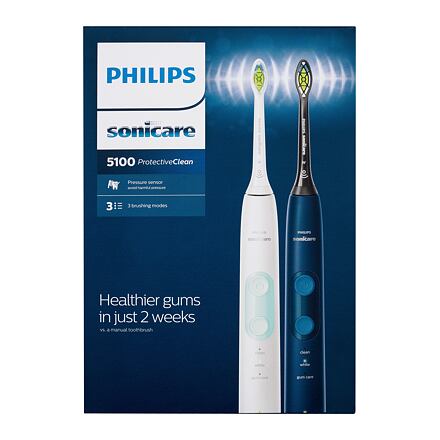 Philips Sonicare 5100 Protective Clean HX6851/34 dárková sada sonický zubní kartáček Sonicare 5100 Protective Clean Navy Blue 1 ks + sonický zubní kartáček Sonicare 5100 Protective Clean White 1 ks unisex