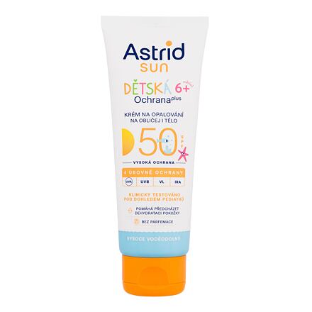 Astrid Sun Kids Face And Body Cream SPF50 dětský voděodolný opalovací krém na obličej a tělo 75 ml pro děti