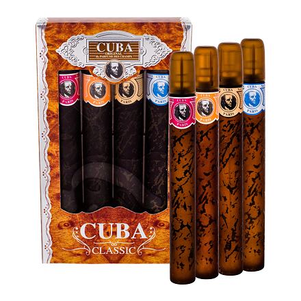 Cuba Classic pánská dárková sada toaletní voda Blue 35 ml + toaletní voda Yellow 35 ml+ toaletní voda Red 35 ml+ toaletní voda Orange 35 ml pro muže