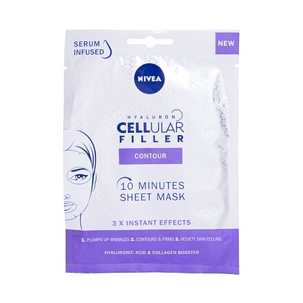 Nivea Hyaluron Cellular Filler 10 Minutes Sheet Mask dámská plátýnková maska pro vyplnění vrásek a zpevnění kontur pro ženy