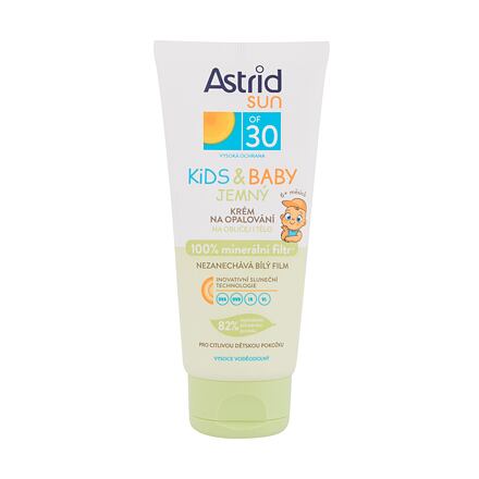 Astrid Sun Kids & Baby Soft Face and Body Cream SPF30 dětský voděodolný opalovací krém s minerálním filtrem pro děti a kojence 100 ml