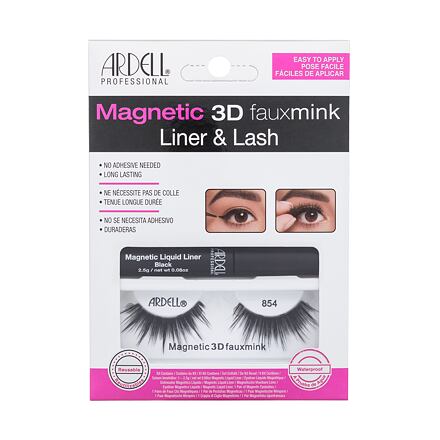 Ardell Magnetic 3D Faux Mink 854 dámské odstín black sada: umělé řasy Magnetic 3D Fauxmink 854 1 ks + magnetická tekutá gelová linka Magnetic Liquid Liner 2,5 g Black