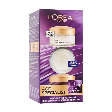 L'Oréal Paris Age Specialist 55+ dámský dárková sada denní pleťový krém Age Specialist 50 ml + noční pleťový krém Age Specialist 50 ml pro ženy