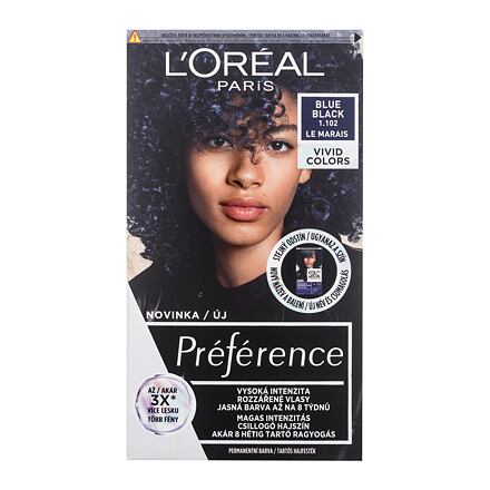 L'Oréal Paris Préférence Vivid Colors dámská barva na vlasy na barvené vlasy 60 ml odstín černá pro ženy poškozená krabička