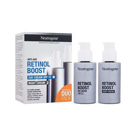 Neutrogena Retinol Boost Duo Pack unisex dárková sada denní pleťový krém Retinol Boost Day Cream SPF15 50 ml + noční pleťový krém Retinol Boost Night Cream 50 ml unisex