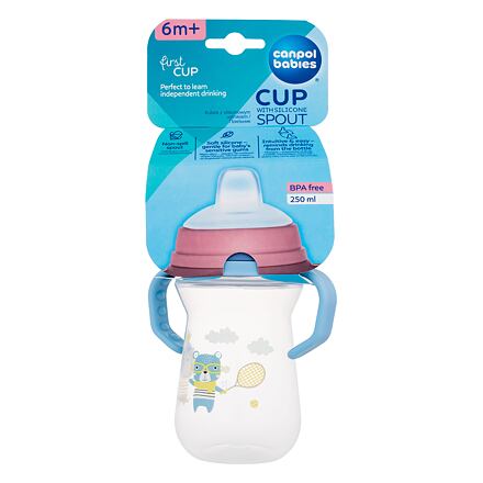 Canpol babies Bonjour Paris First Cup Blue 6m+ hrneček se silikonovým pítkem 250 ml