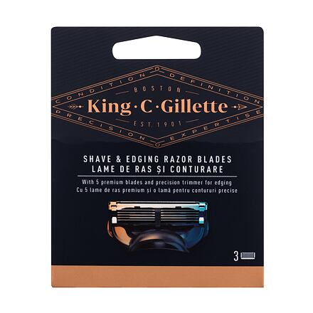 Gillette King C. Shave & Edging Razor Blades pánský náhradní břit 3 ks pro muže