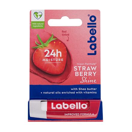 Labello Strawberry Shine 24h Moisture Lip Balm dámský balzám na rty s jemným zbarvením 4.8 g