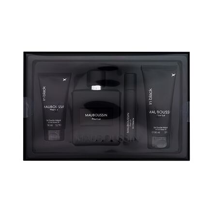 Mauboussin Pour Lui In Black pánská dárková sada parfémovaná voda 100 ml + parfémovaná voda 20 ml + sprchový gel 90 ml + sprchový gel 50 ml pro muže