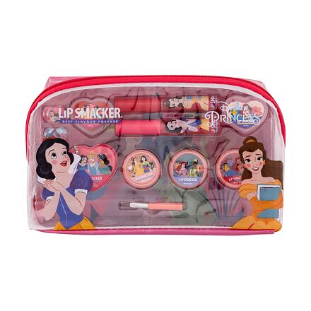 Lip Smacker Disney Princess Essential Makeup Bag odstín růžová dárková sada lesk na rty 2 x 2 ml + krémový lesk na rty 2 x 0,8 g + rozjasňující krém 3 x 1,6 g + prsten 2 ks + přívěsek + aplikátor + kosmetická taštička