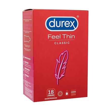 Durex Feel Thin Classic tenké kondomy se silikonovým lubrikačním gelem 18 ks pro muže