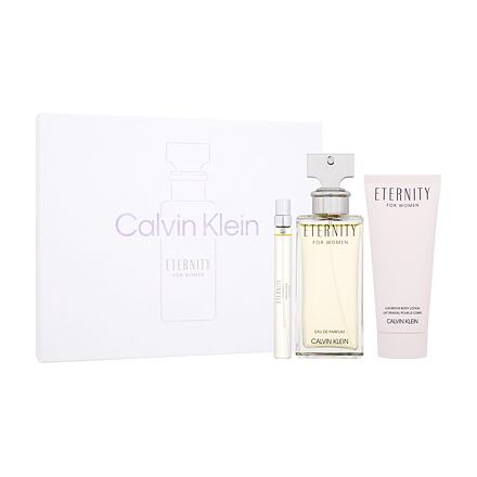 Calvin Klein Eternity SET3 dámská dárková sada parfémovaná voda 100 ml + tělové mléko 100 ml + parfémovaná voda 10 ml pro ženy