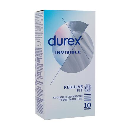 Durex Invisible extra tenké kondomy se silikonovým lubrikačním gelem 10 ks pro muže poškozená krabička