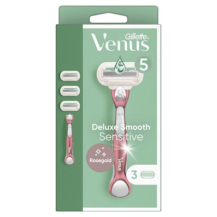 Gillette Venus Deluxe Smooth Sensitive dámský sada: holicí strojek 1 ks + náhradní hlavice 2 ks pro ženy