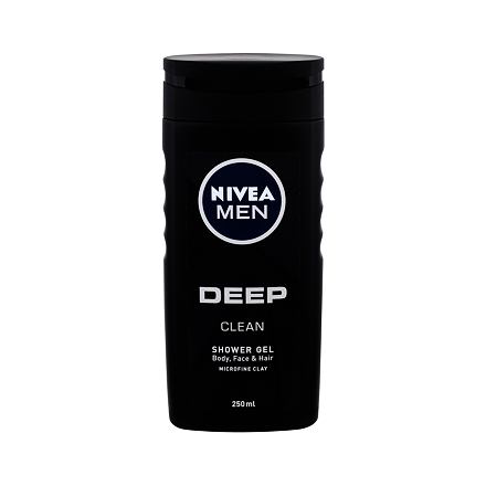 Nivea Men Deep Clean Body, Face & Hair pánský hloubkově čisticí sprchový gel na tělo, tvář a vlasy 250 ml pro muže