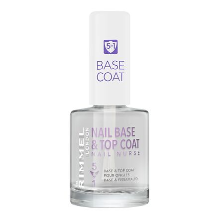 Rimmel London Nail Nurse 5in1 Base & Top Coat pečující lak na nehty 12 ml odstín transparentní